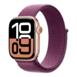 Apple Watch Series 10 (GPS) 42mm Aluminum Case with Plum Sport Loop - Rose Gold