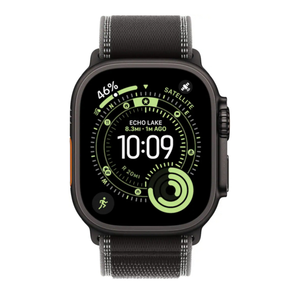 Apple Watch Ultra 3 (GPS+Cellular) 49mm Titanium Case with Black/Charcoal Trail Loop - M/L - Black - 02