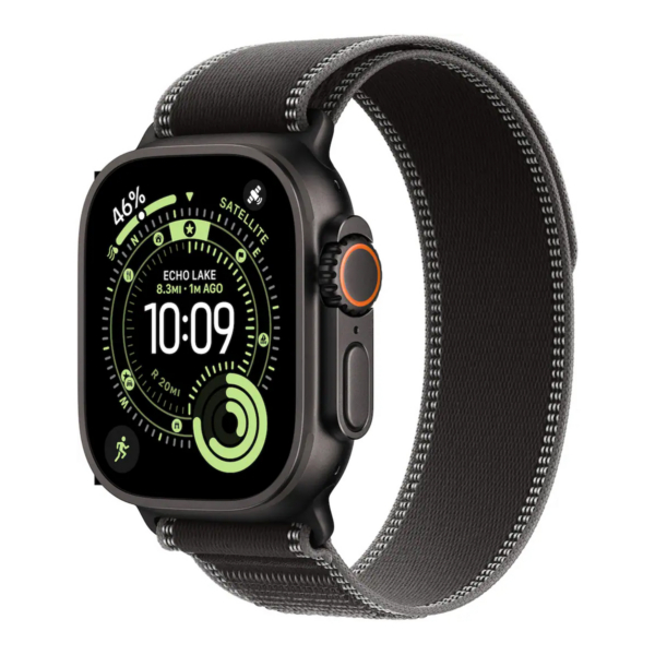 Apple Watch Ultra 3 (GPS+Cellular) 49mm Titanium Case with Black/Charcoal Trail Loop - M/L - Black - 01